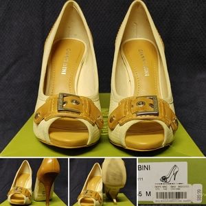 Nude & Cognac Open-Toed Heels